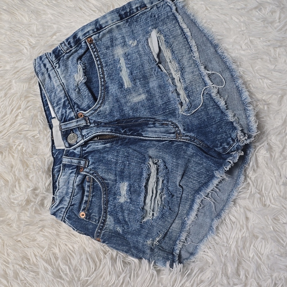 Garage Blue Distressed Jean Shorts